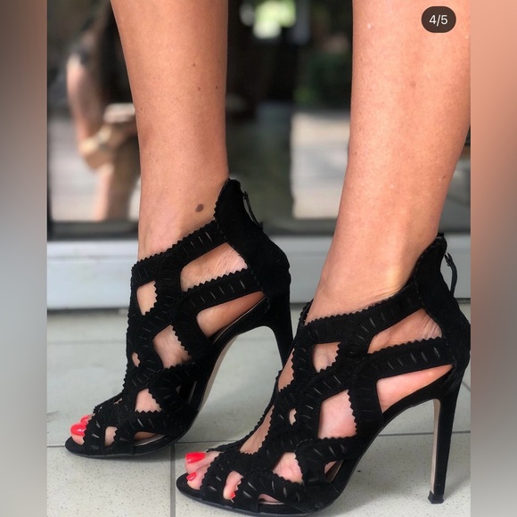 Zara basic suede heeled sandals - Picture 1 of 6